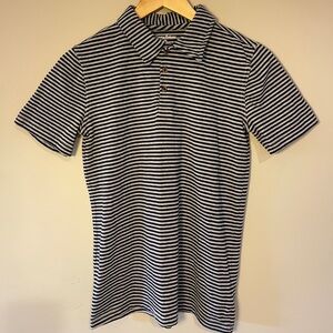 Tommy Bahama Black and Grey  Striped Polo Shirt